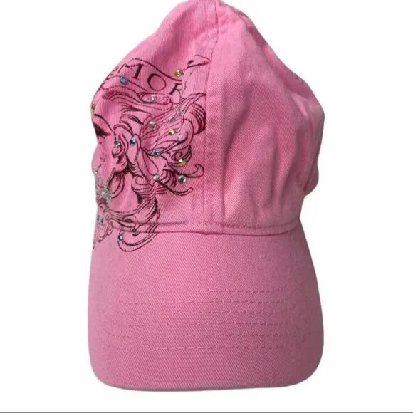 BIO-DOMES HEADGEAR MIAMI INK WOMEN'S 2008 PINK BEJEWELED BASEBALL HAT OS - Picture 2 of 4